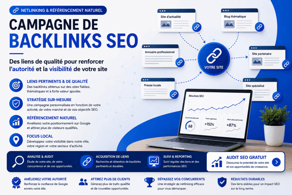 Campagne de Backlinks SEO 1 Campagne de backlinks SEO et stratégie de netlinking pour améliorer le référencement
