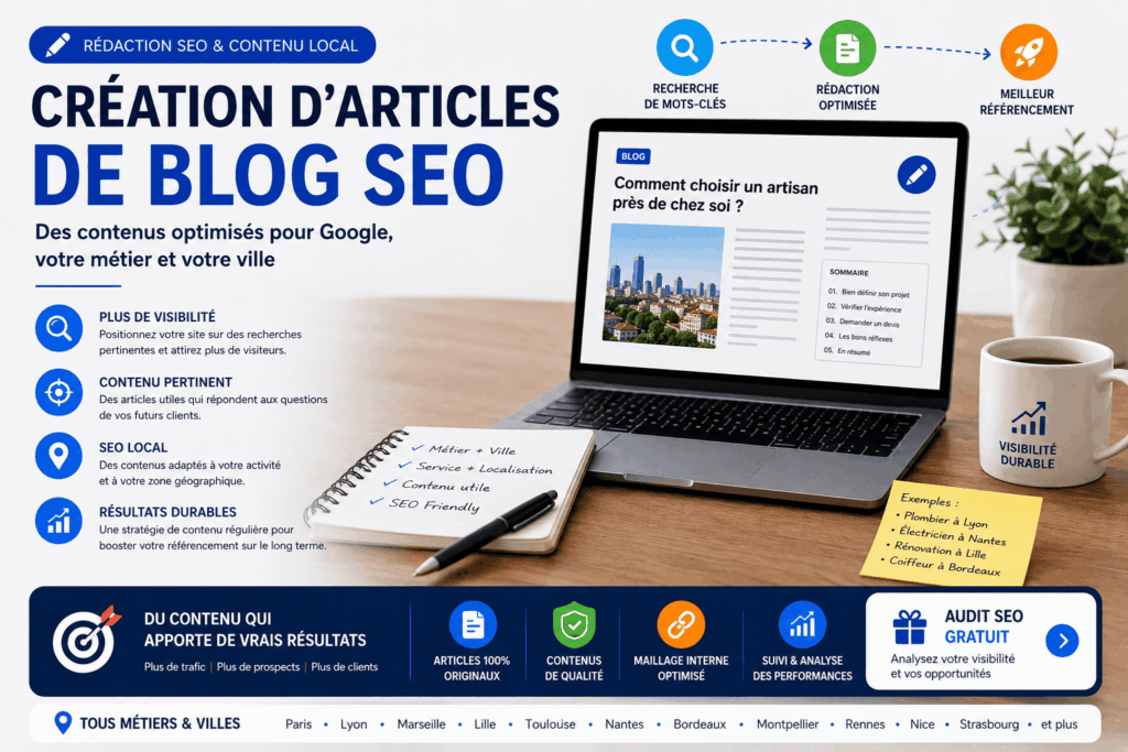 Création d’articles de blog SEO et rédaction web optimisée pour Google