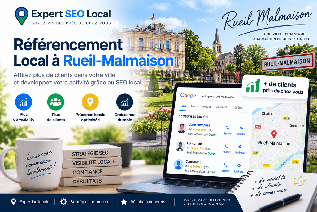Référencement site web Rueil-Malmaison, création site internet : Expert SEO Local 1 Expert SEO local pour le référencement local à Rueil-Malmaison